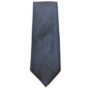 Bruno Piattelli Designer Silk Tie Navy Blue and White Checkered Pattern